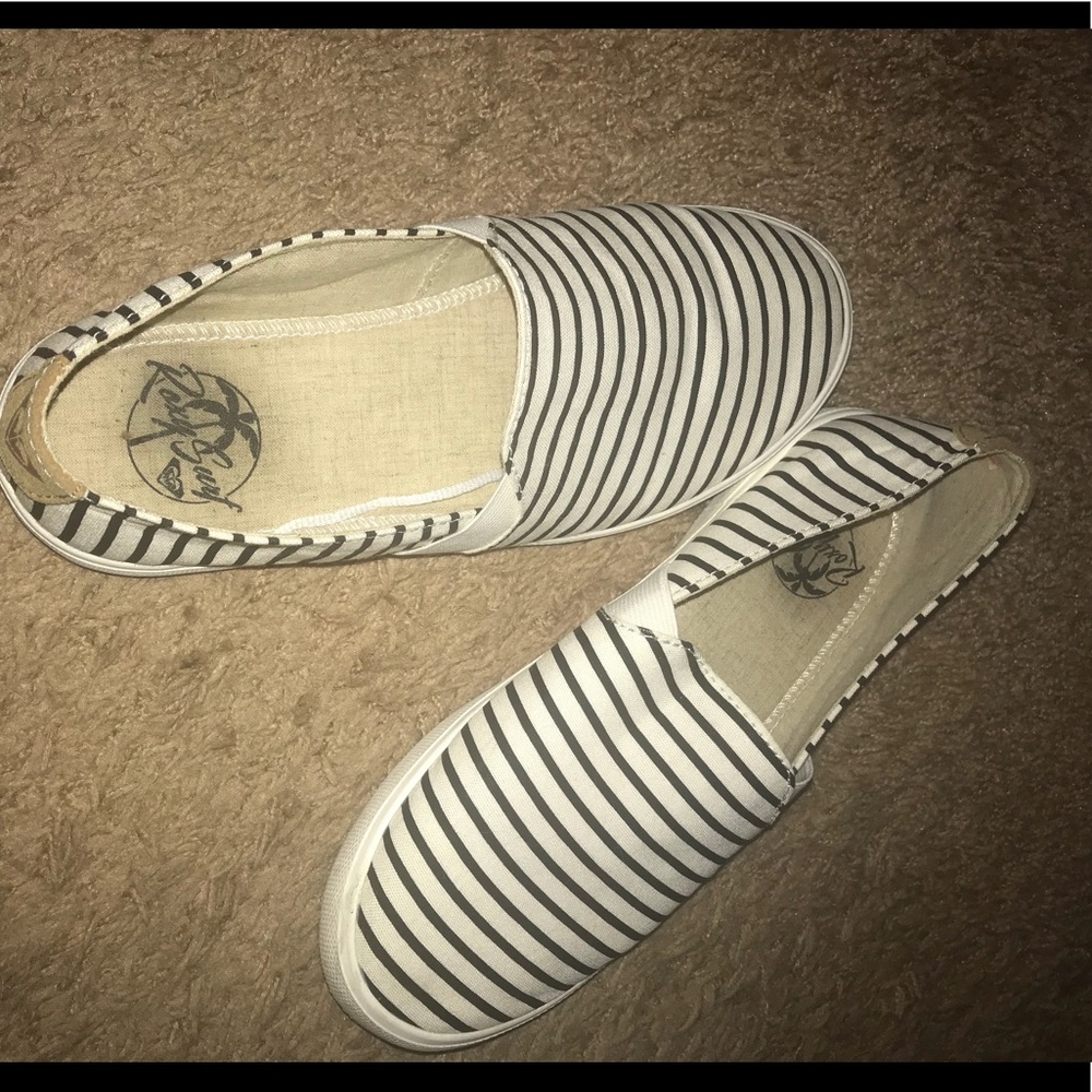 Black and white stripe slip on